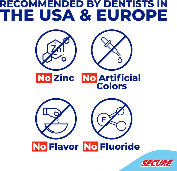 Secure Adhesivo para Dentaduras Impermeable - Sin Zinc - Extra Fuer...