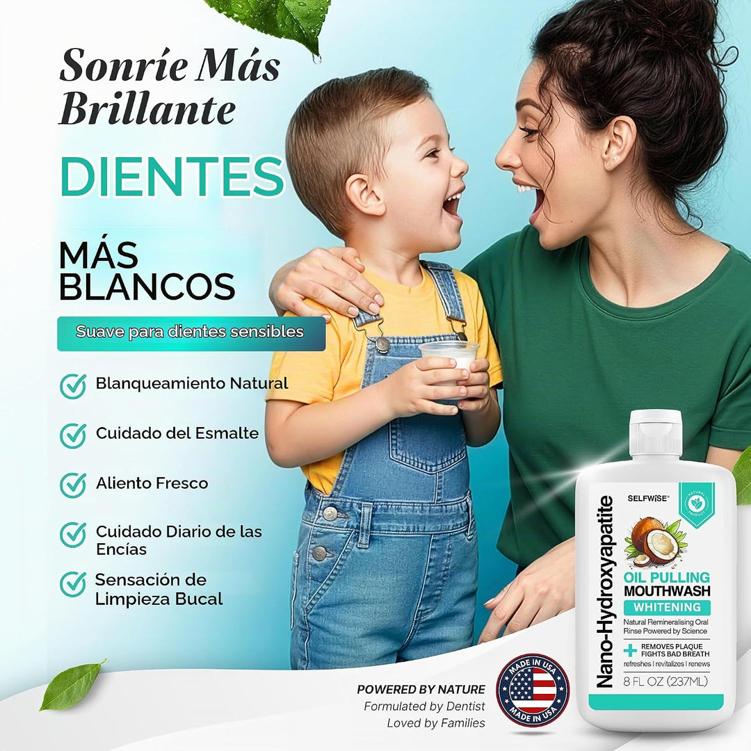 Enjuague bucal blanqueador con nano-hidroxiapatita y oil pulling pa...
