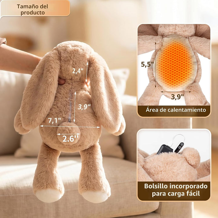Almohadilla térmica de conejo de felpa, animal de peluche eléctrico...