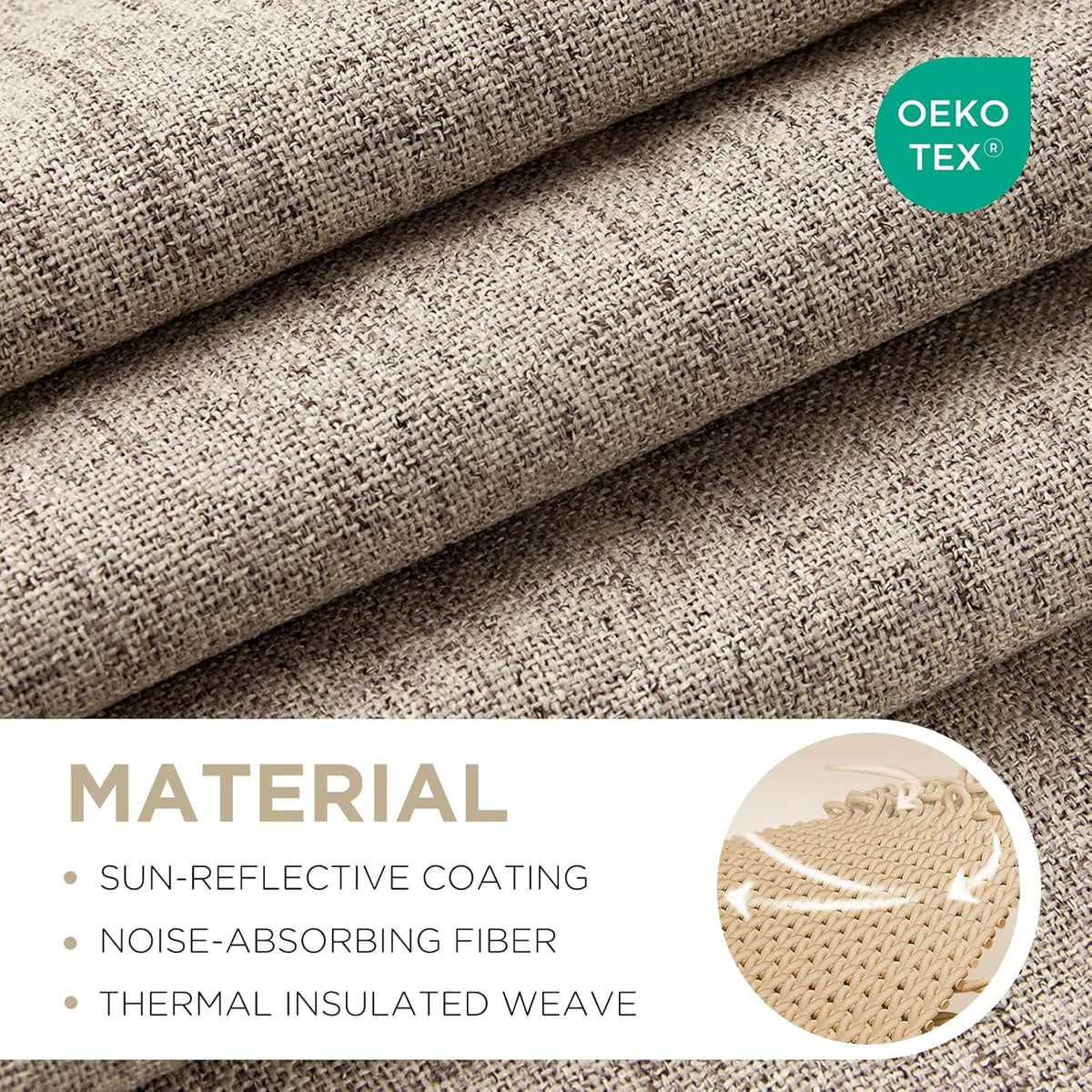 Joydeco Cortinas opacas para dormitorio, juego de 2 paneles de cortinas de lino de 108 pulgadas, cortinas de oscurecimiento de habitación con aislamiento térmico, textura de lino para sala de estar