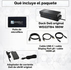 WD22TB4 Thunderbolt 4 Dock Bundle – 40Gbps USB-C/USB A, 1 año de garantía con adaptador de 180 W, Anyhdd HDMI, DP, cable USB-C y tela – Estación de acoplamiento