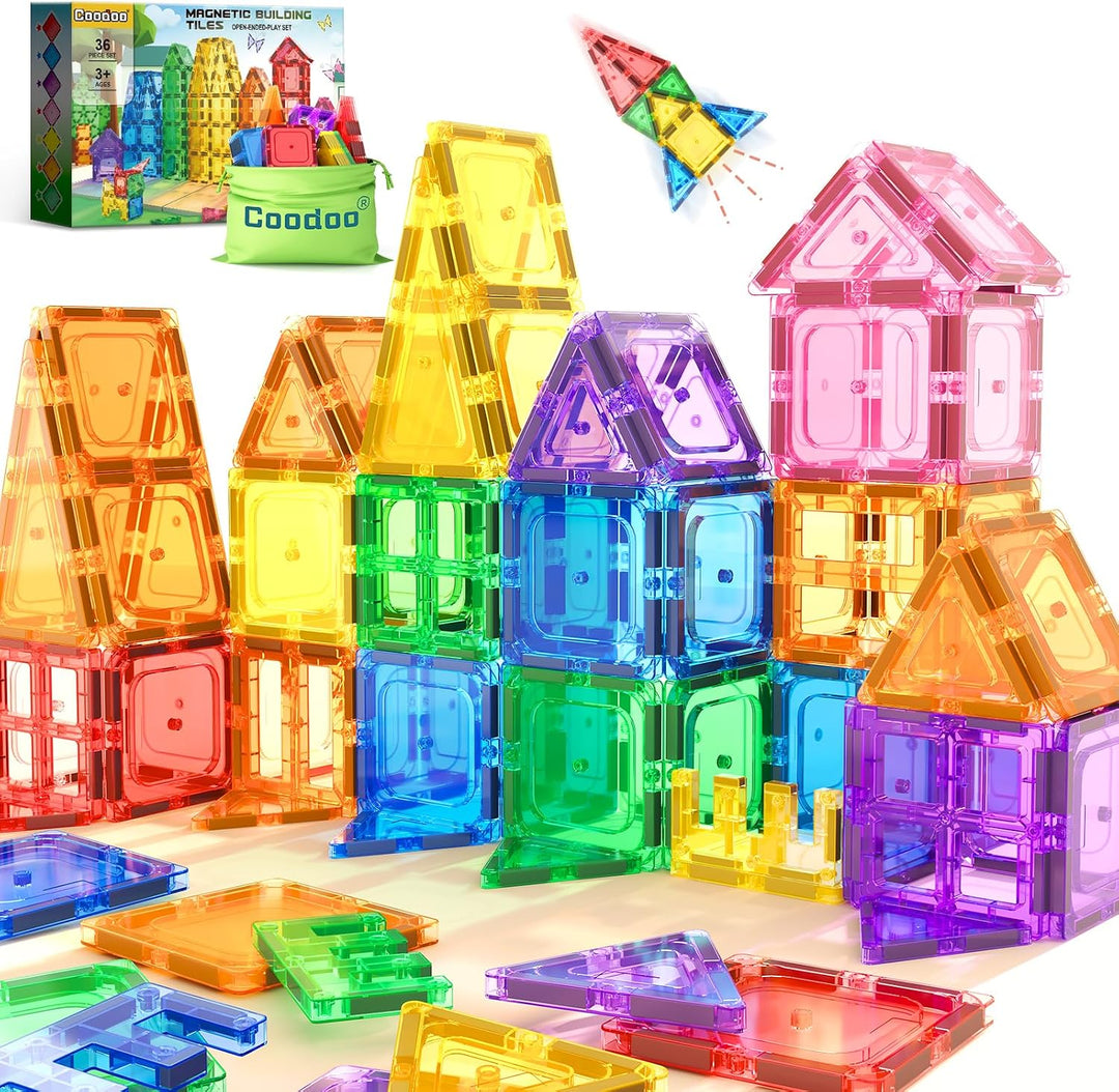 Coodoo Juguetes para niños, juego de azulejos magnéticos, imprescin...