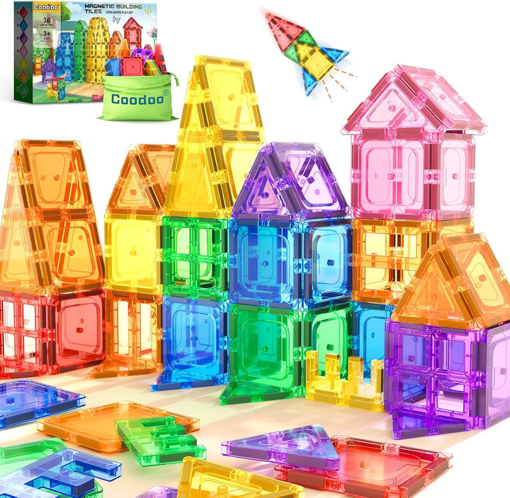Coodoo Juguetes para niños, juego de azulejos magnéticos, imprescin...