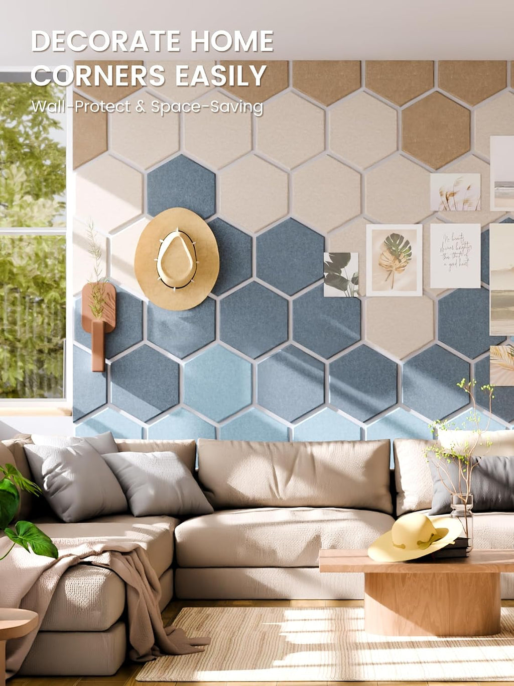 Paquete de 12 azulejos hexagonales de fieltro para tablón de