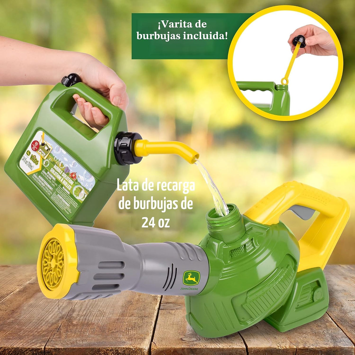 John Deere Soplador de hojas de burbujas, repuesto de 24 onzas, máquina de burbujas, a partir de 3 años