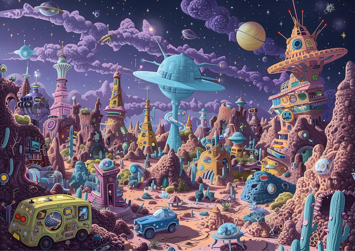 Rompecabezas de Alien Planet para adultos de 1000 piezas, rompecabezas con forma desafiante para la mente para la noche de juegos en familia y amigos, Tamaño 26.6 x 19.2, mundo de monstruos