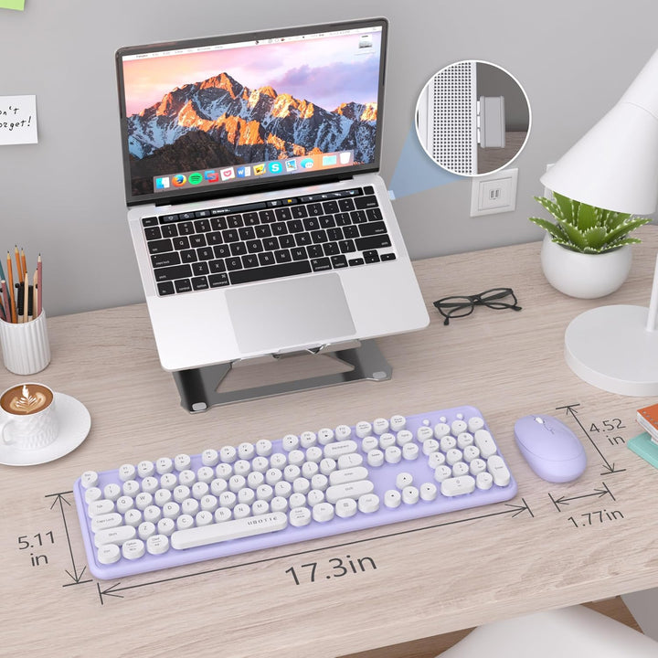 UBOTIE Teclado inalámbrico colorido para computadora y mouse óptico...