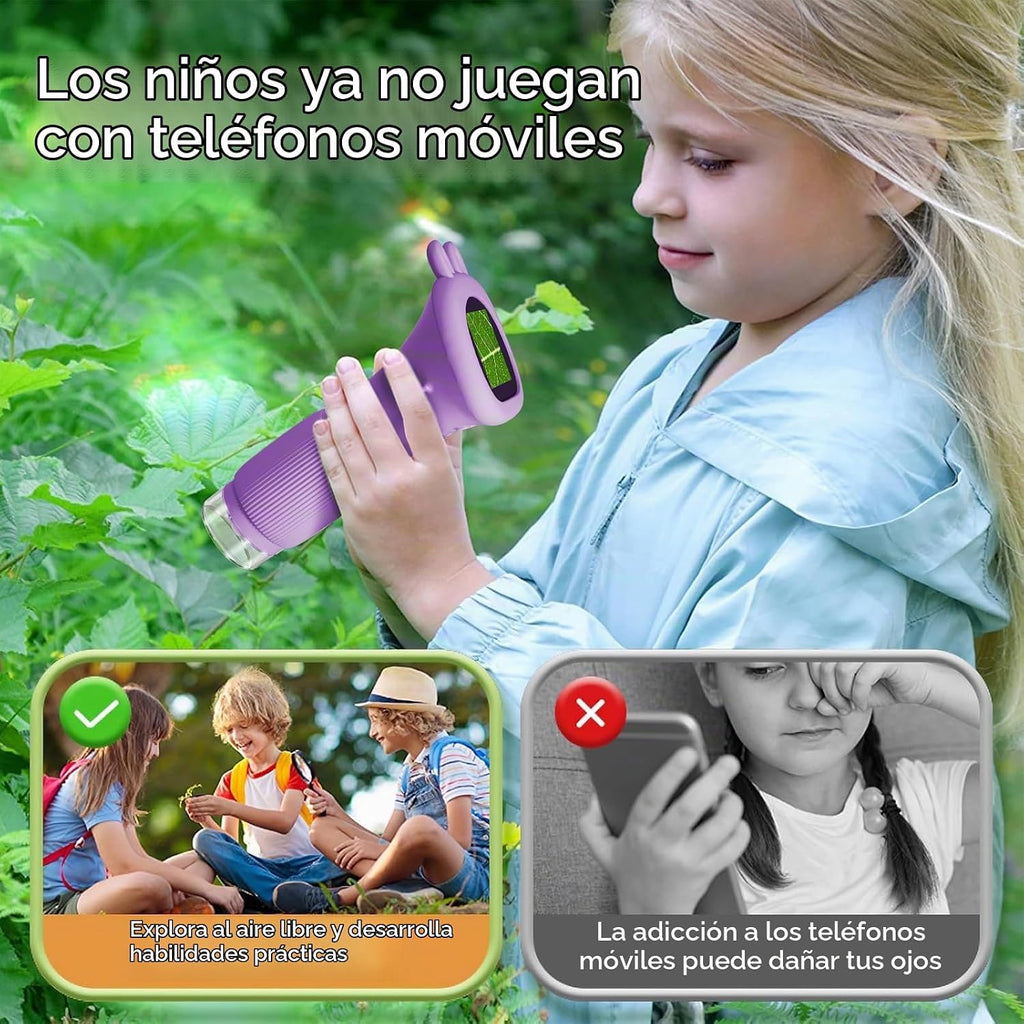 Microscopio de bolsillo para niños, microscopio portátil 1000X para niños | Mini microscopios de foto y video | Microscopios digitales de 2 pulgadas para niños de 3 a 10 años de edad, juguetes de regalos