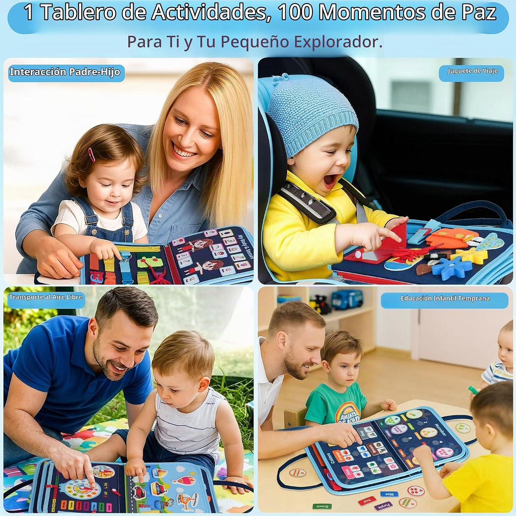 Busy Board Montessori Toys, 10 Pages Felt Activity Book