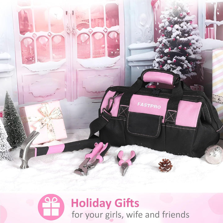 FASTPRO Juego de herramientas rosa, 220 piezas Lady's Home Repa...