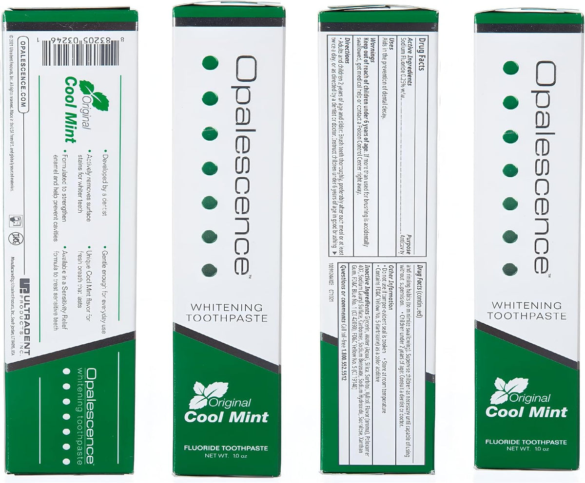 Blanqueador dental con fluoruro Opalescent, Paquete de 2 | Pasta de...
