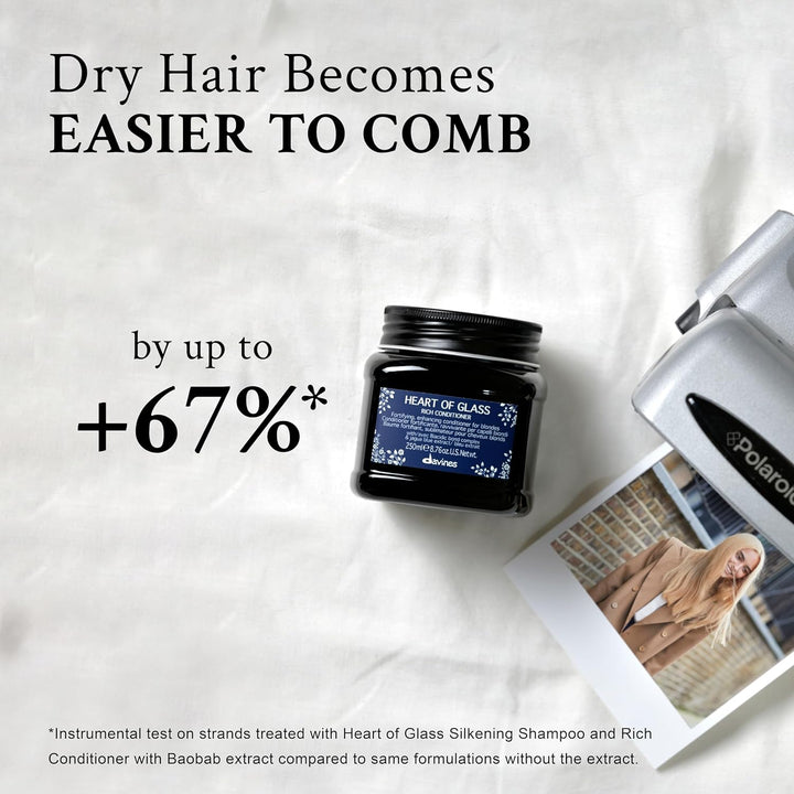 Davines Heart of Glass Rich Conditioner, Fortifying Treatment for B...