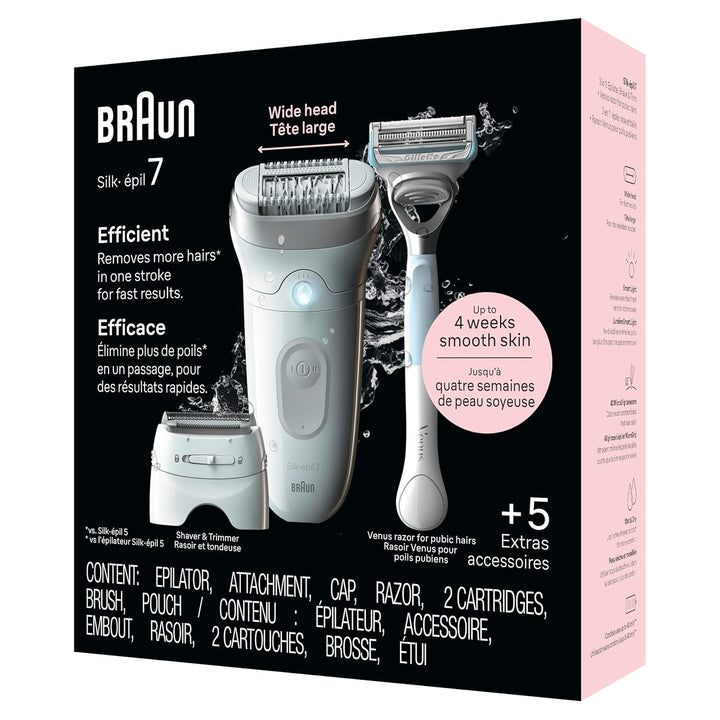 Braun Depiladora Silk-épil 7, húmeda y seca, cabeza ancha, incluye...