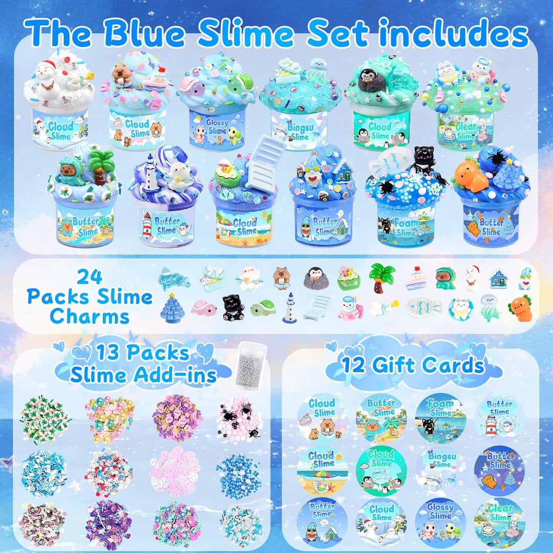 12 Pack Slimes, Blue Slime Kit, Clear Butter Slimes Cloud Slimes Fl...