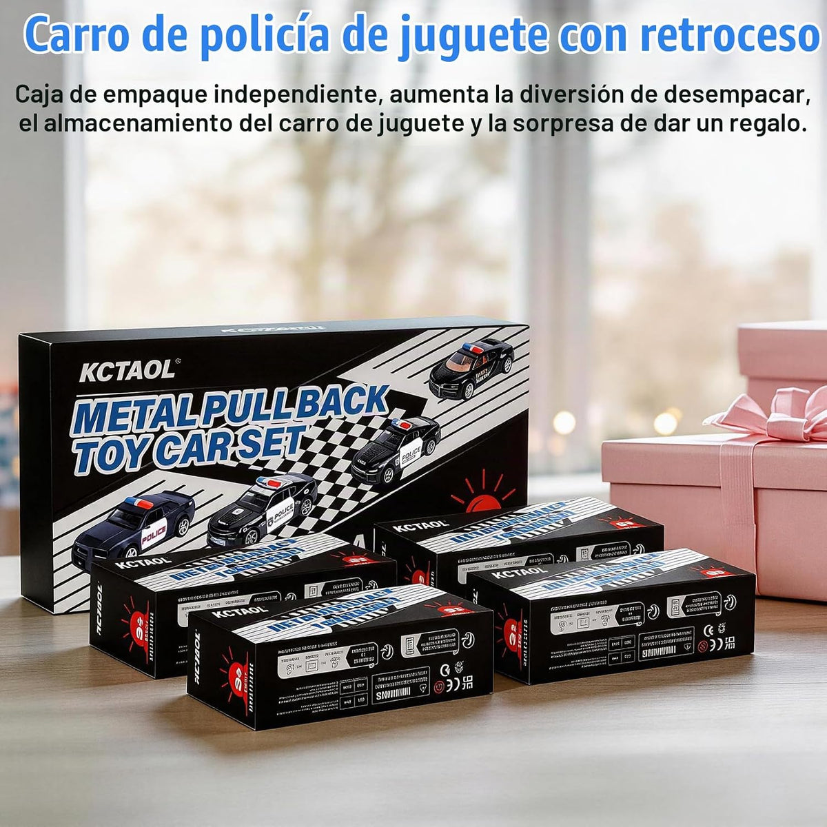 1/36 Juego de juguetes de metal fundido a troquel de policía, paquete de 4