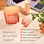 BEAM Glow Suplemento diario de bienestar para mujeres – Ashwagandha, 15 porciones, Frambuesa azul