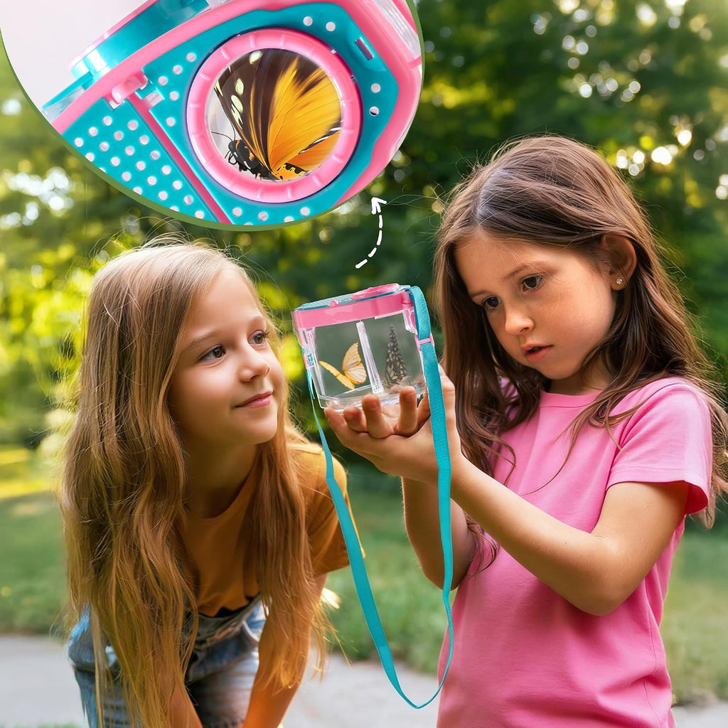 ROBOTIME Kit de atrapador de insectos para 2 personas para niños, juego completo de explorador rosa para exteriores con herramientas dobles para hermanos y amigos (mayores de 3 años)
