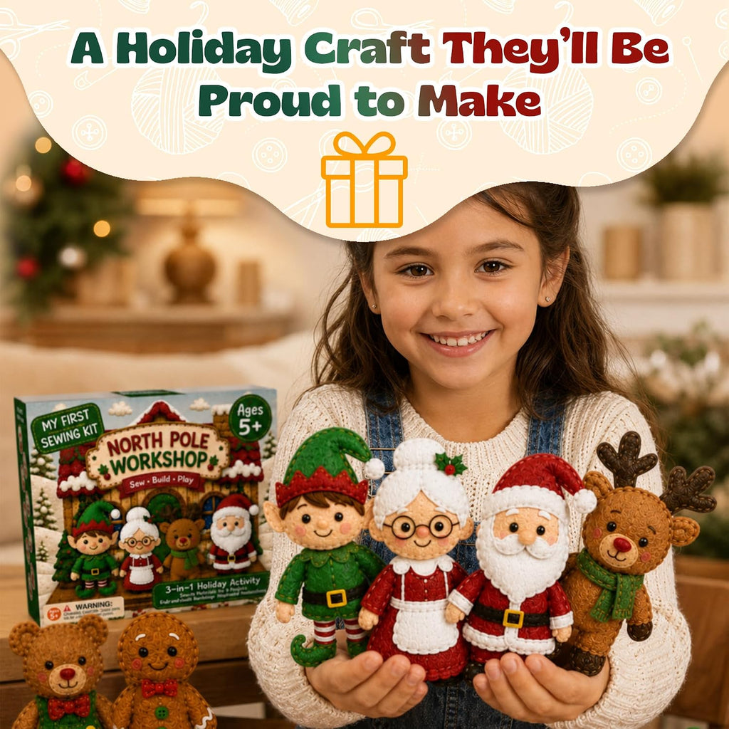 Pinwheel Crafts North Pole - Kit de costura de Navidad para niños