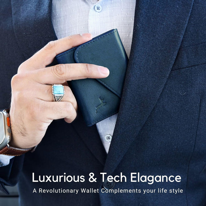 Cartera de cuero de grano completo para hombre, hecha a mano con bl...