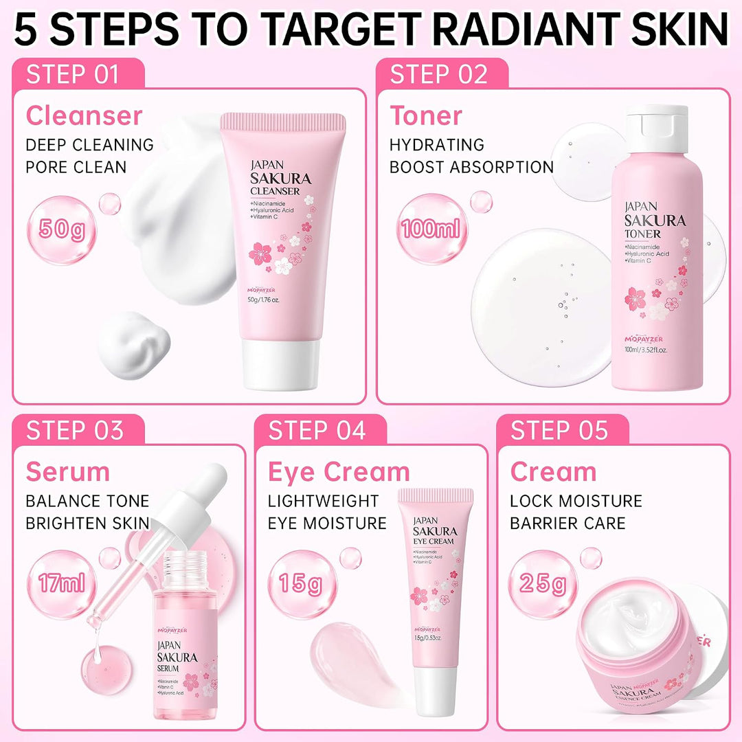Sakura - Set de cuidado de la piel para adolescentes y mujeres, 17...