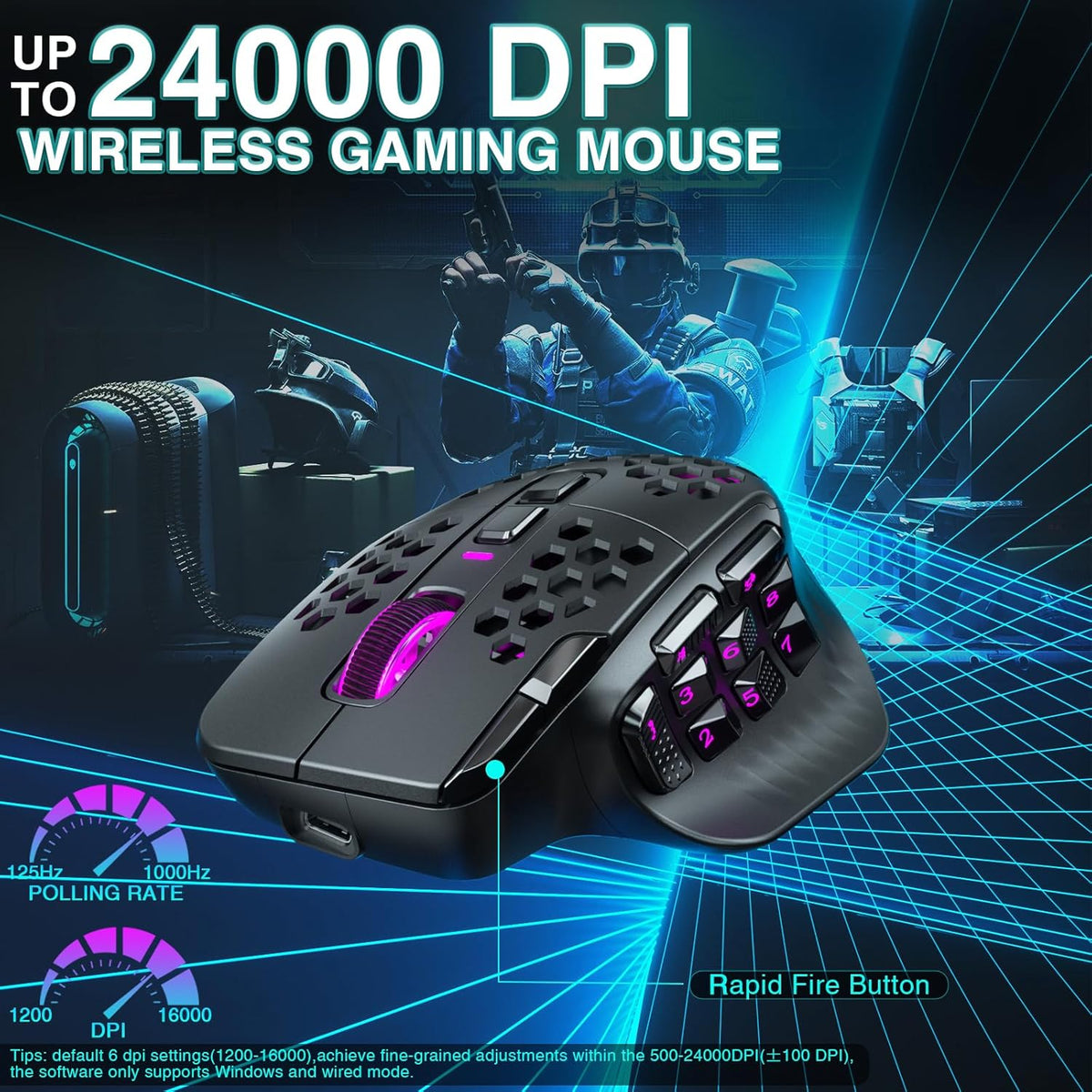 SOLAKAKA SM809 Pro - Mouse para juegos con 9 botones laterales, mou...