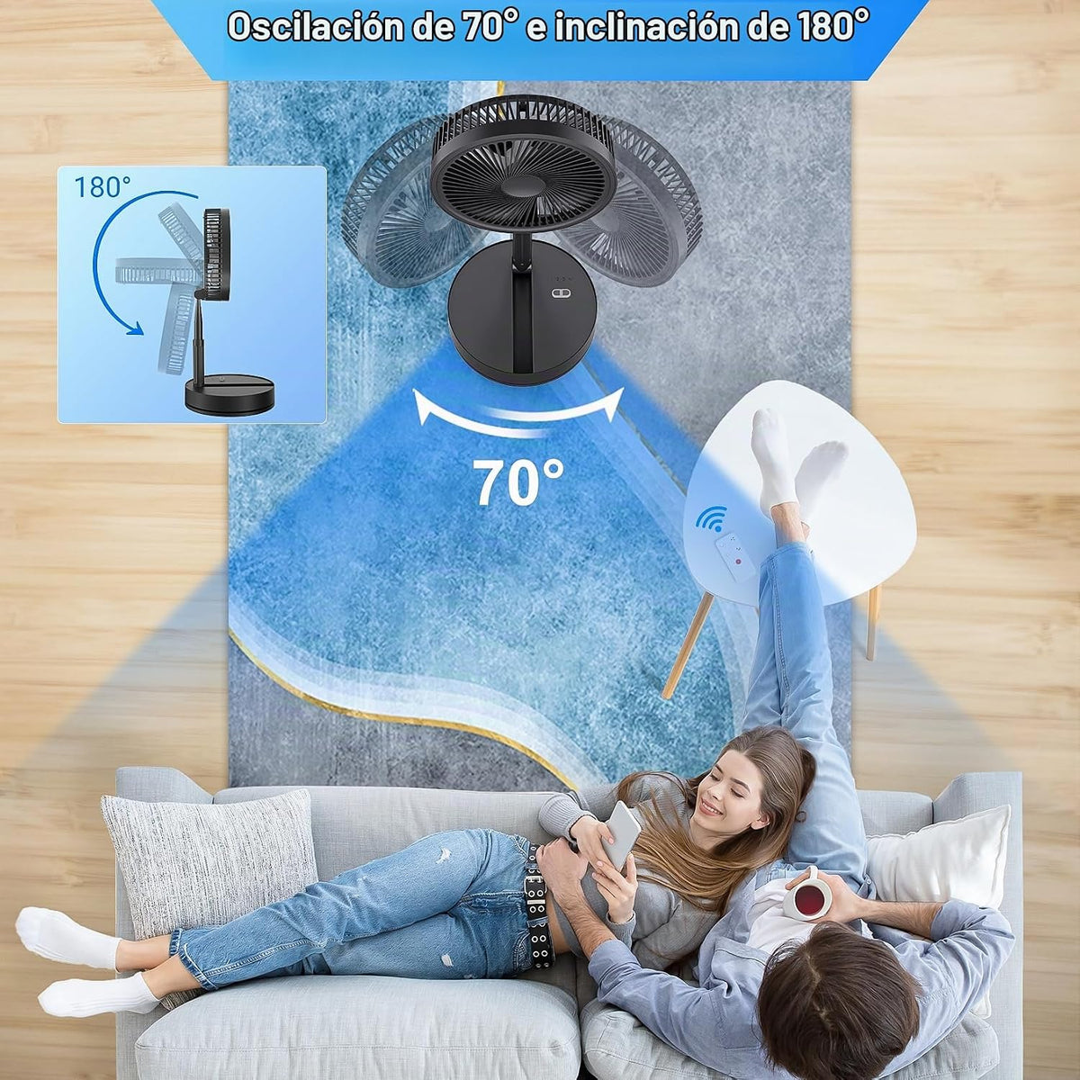 LIPETY Ventilador oscilante plegable portátil \u2013 Ventilador peq...