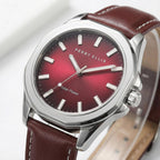 Reloj Perry Ellis para hombre con energía solar | Relojes de pulsera analógicos resistentes al agua de cuero vegano para hombre | Caja de 42mm | Relojes para hombres | Elegante regalo para hombre