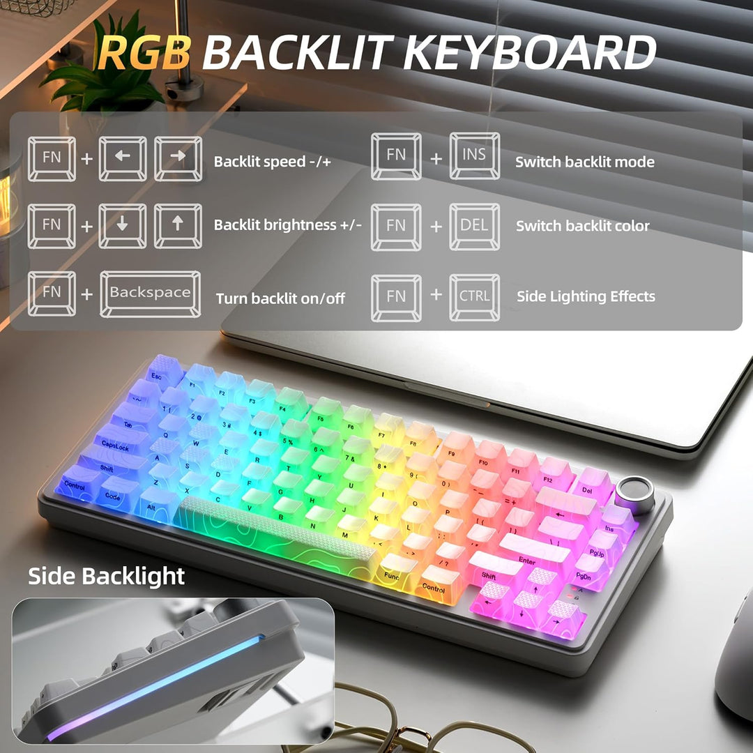 X XVX M75 Teclado mecánico inalámbrico 75% para juegos, BT5.0\/2.4G...