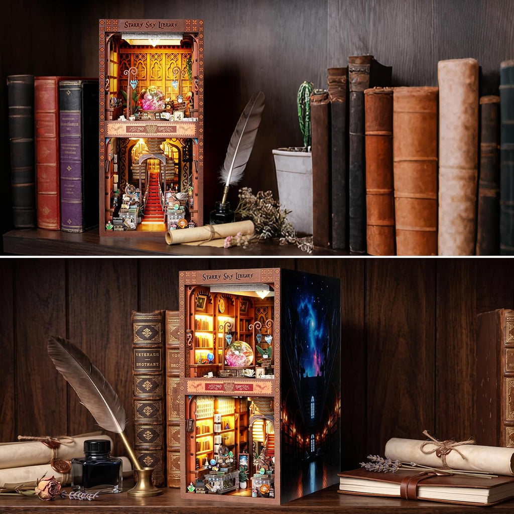 Kit de rincón de libros, kit de casa de muñecas en miniatura para