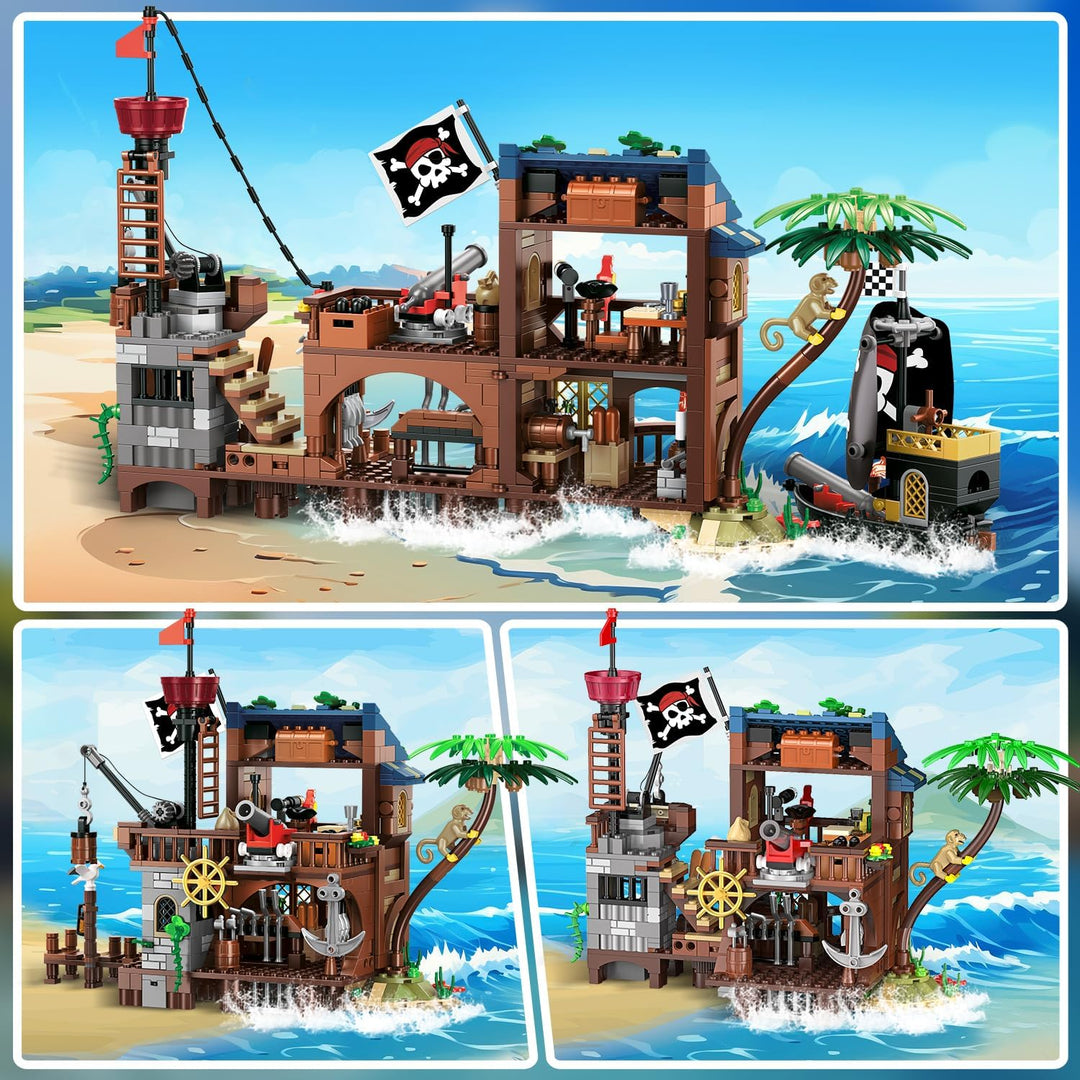 HOGOKIDS Juego de construcción de casa de barco pirata con