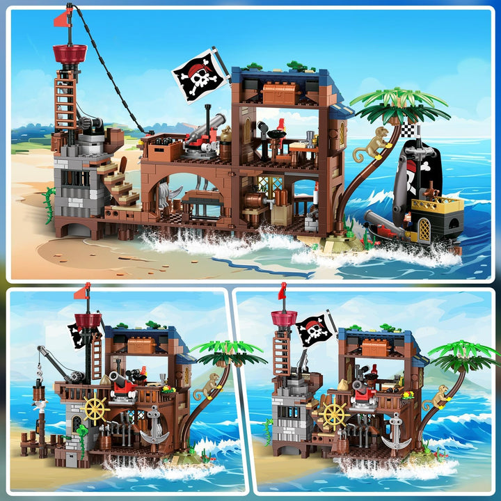 HOGOKIDS Juego de construcción de casa de barco pirata con