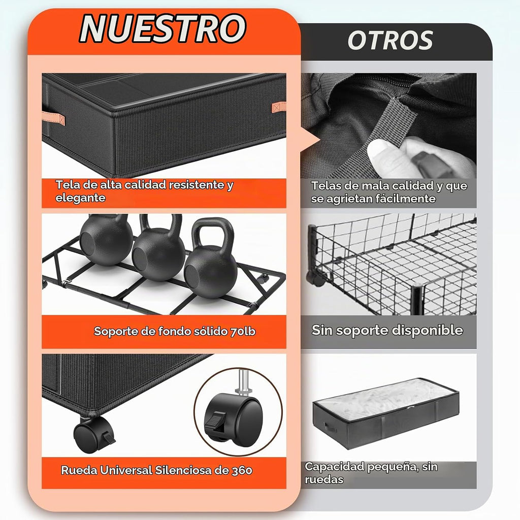 Tsinglax 66L - Paquete de 2 unidades, almacenamiento debajo de la cama con ruedas, 30 pulgadas de largo x 16 pulgadas de ancho x 7.5 pulgadas de alto
