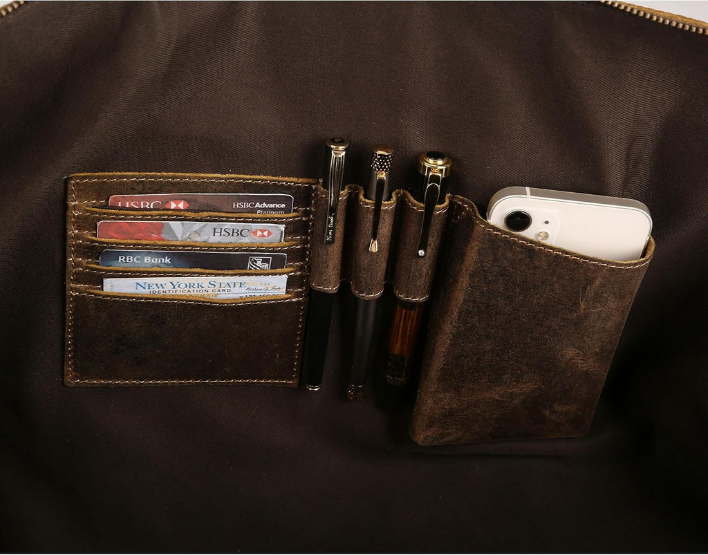 KomalC Bolsa de viaje de cuero, equipaje de mano para hombre y mujer