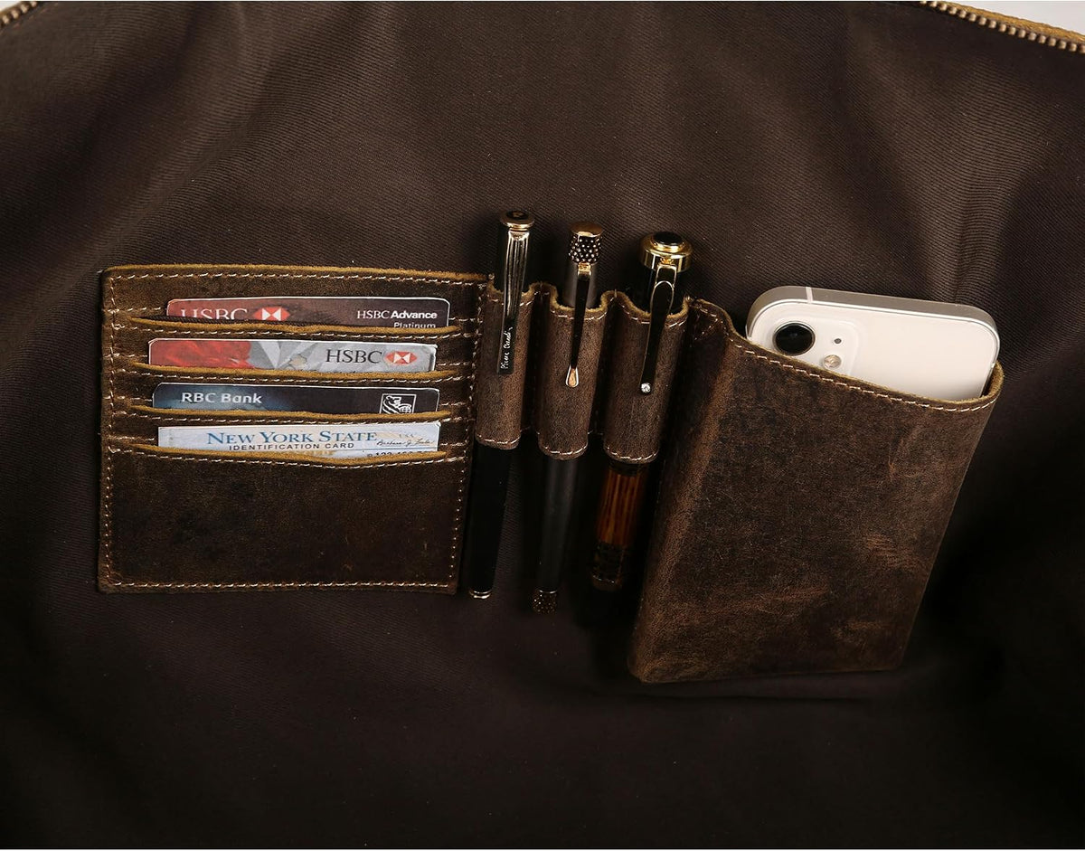 KomalC Bolsa de viaje de cuero, equipaje de mano para hombre y mujer