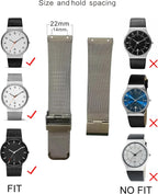NZZXTO Correa de reloj de repuesto para reloj Skagen unisex con correa delgada de tornillo de 0.866 in a 0.787 in (espacio entre agujeros de 0.551 in)