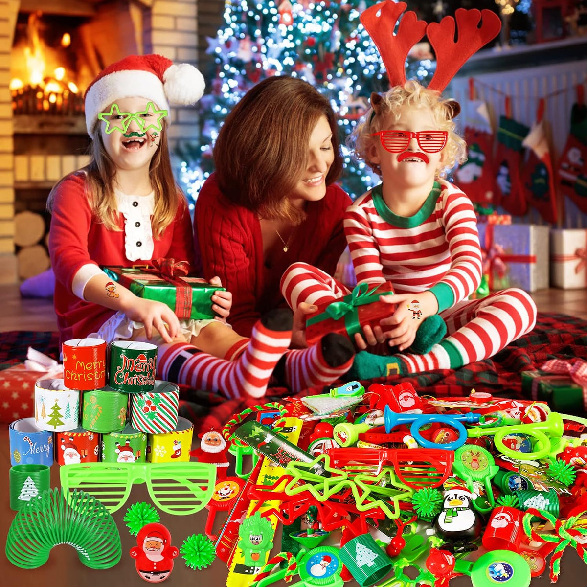 200 piezas de surtido de juguetes de recuerdos de fiesta de Navidad para niños, rellenos de calcetines, regalos de fiesta de cumpleaños, premios de carnaval, rellenos de bolsas de regalo, rellenos de