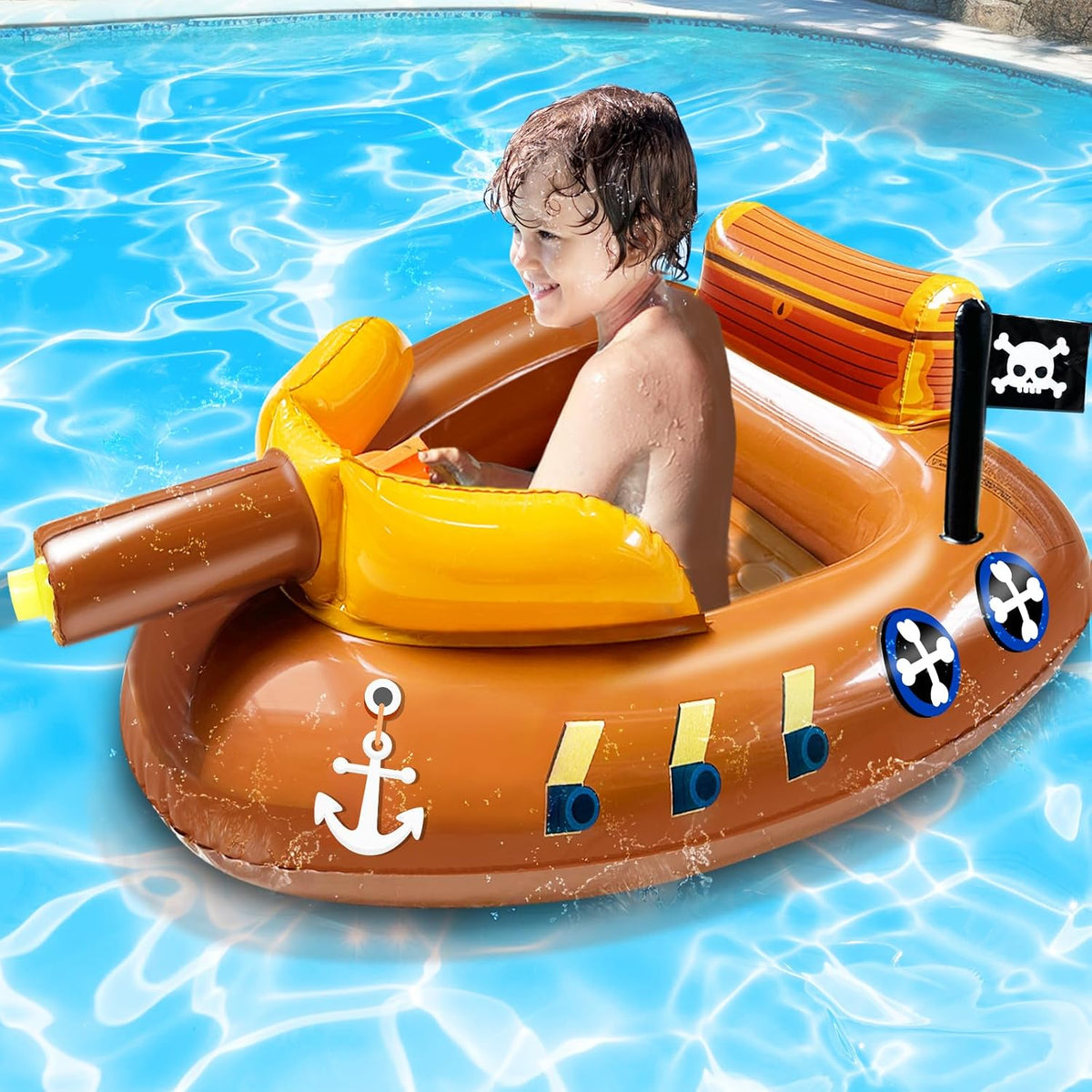 La piscina inflable del barco pirata flota los niños 3-11 años con el arma