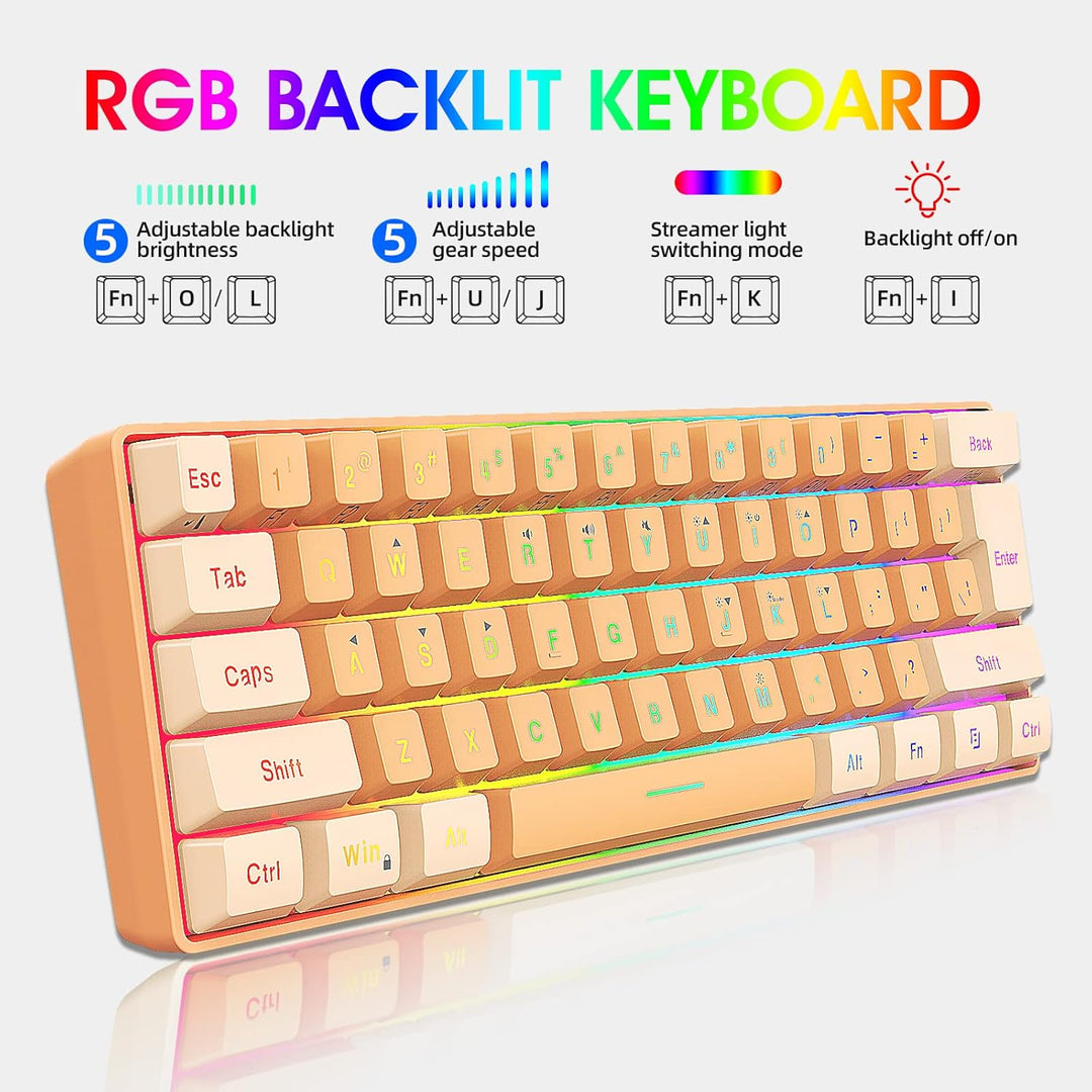 Snpurdiri - Teclado para videojuegos 60% con cable, retroiluminado...