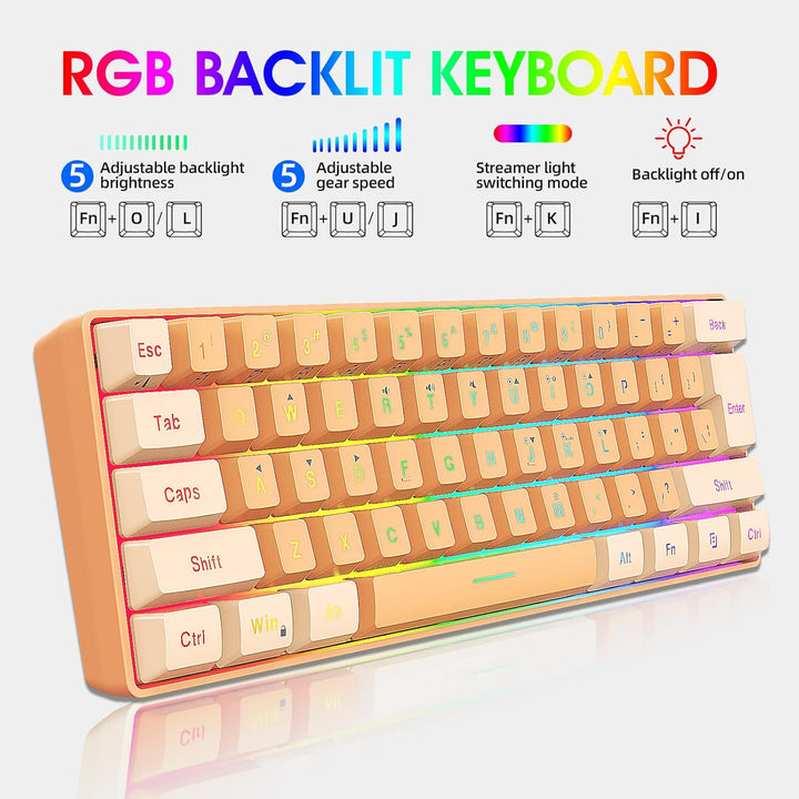 Snpurdiri - Teclado para videojuegos 60% con cable, retroiluminado...