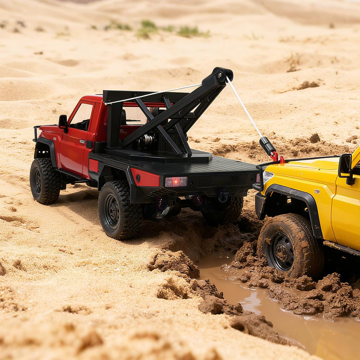MN82T RC Rock Crawler - Camión camioneta Toyota a escala 1/12, camión de control remoto todoterreno 4WD de 2.4 GHz, modos de 2 velocidades, 2 baterías de 1200 mAh, oruga todo terreno para adultos y niños, interior y exterior (con regalo)