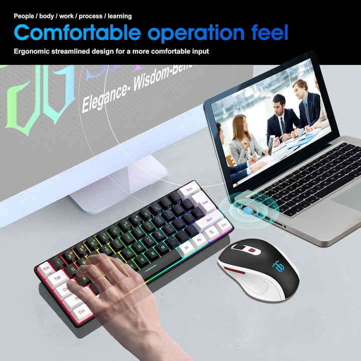 Snpurdiri Combo de teclado y ratón inalámbricos para juegos de 2.4G...