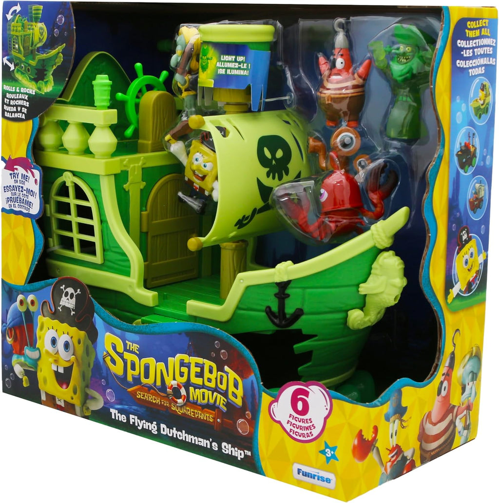 Spongebob Squarepants Movie: Search para Squarepants - Flying Dutchman’s Ship Playset con 6 Exclusive Figures, Lights, Motion & Hidden Features para Kids Ages 3+