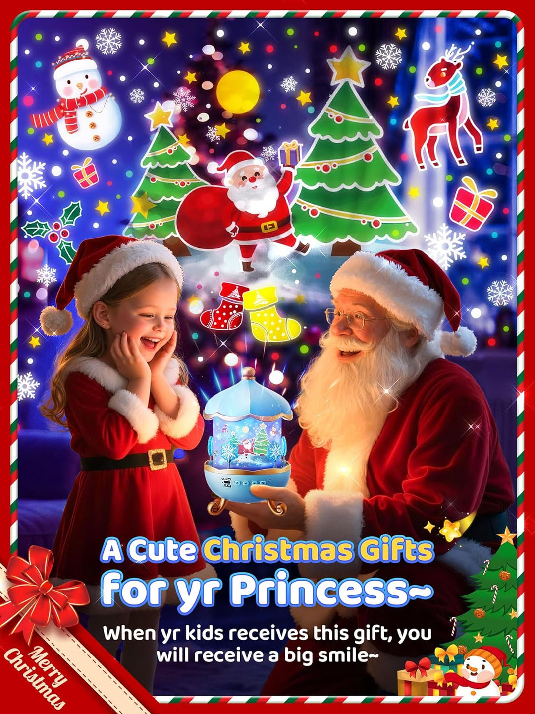 PIKOY Luz nocturna de nieve para niños, 15 ruido blanco+16 película...