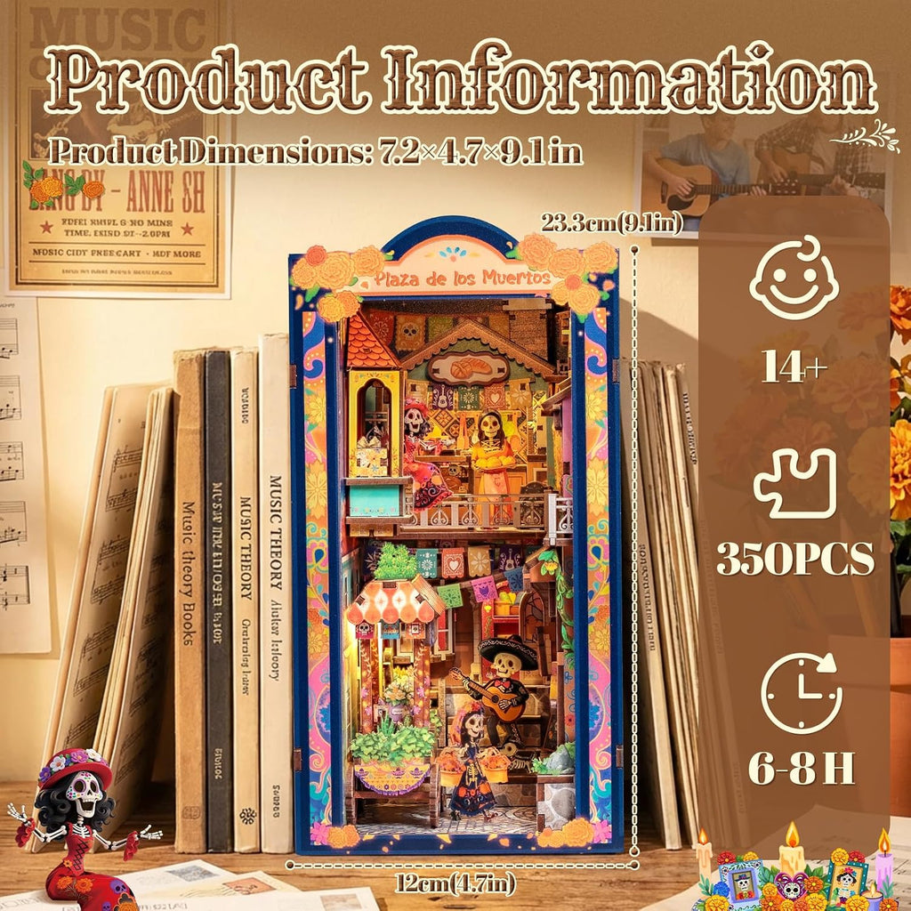 CUTEBEE Kit de rincón de libro, rompecabezas de madera 3D en miniatura para