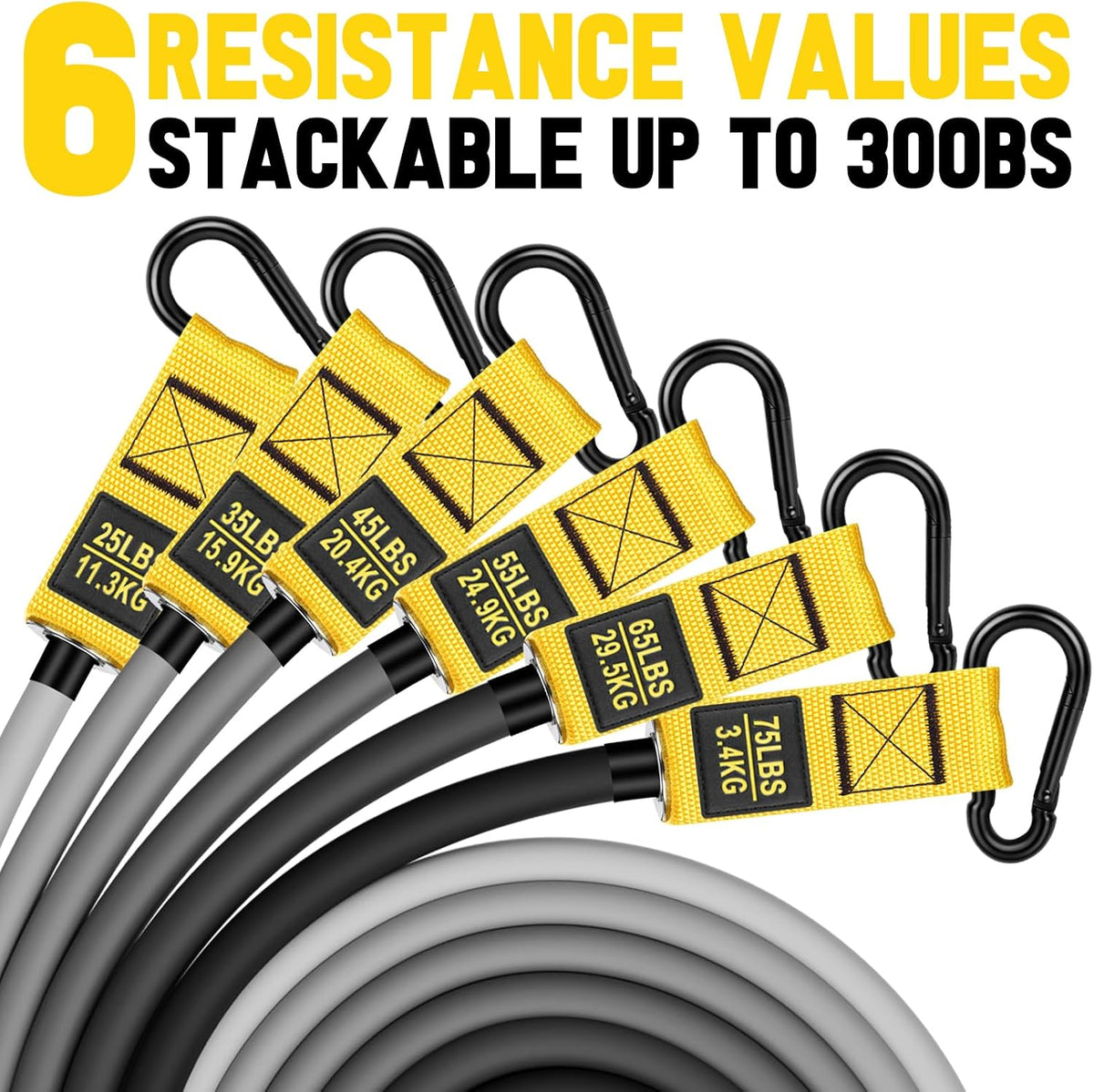 Bandas de Resistencia Pesadas para Entrenamiento, 300lbs/360lb/420lb Bands de Ejercicio con Manijas, Anclaje para Puerta, Correas para Tobillos, Equipo de Gimnasio en Casa para Hombres - Entrenamiento de Fuerza y Estiramiento