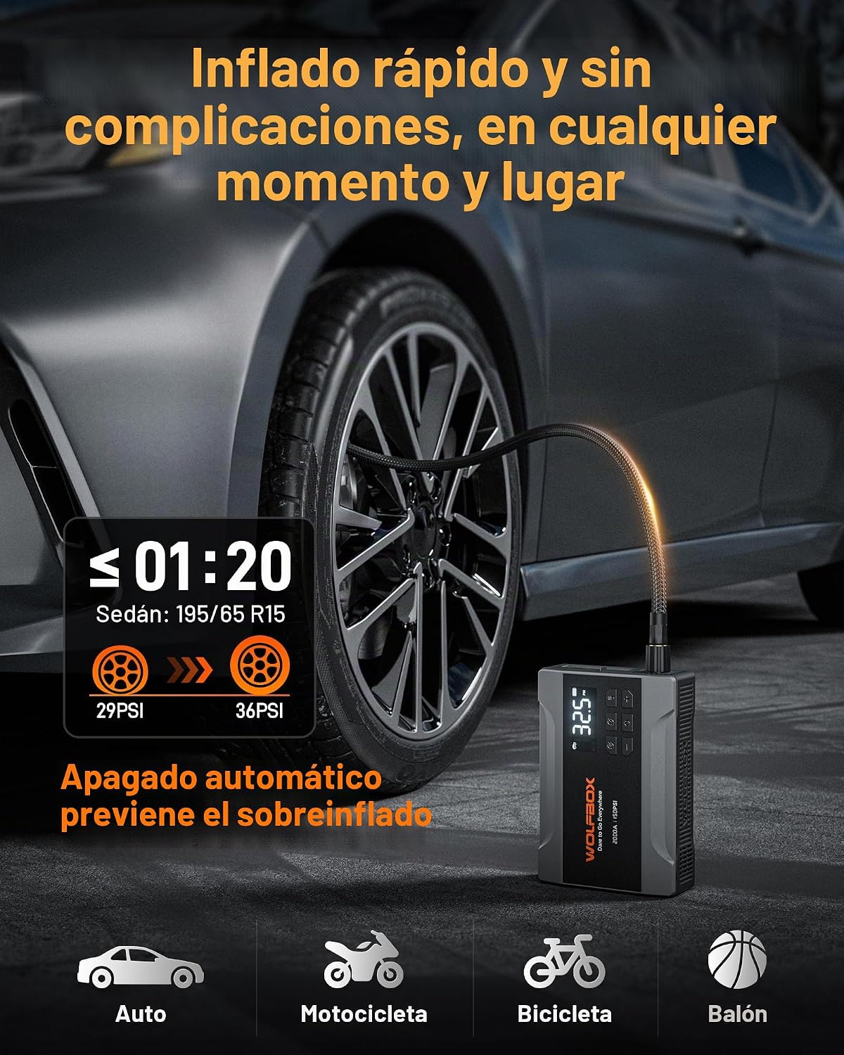 WOLFBOX Arrancador del salto MV10A 2000A con el compresor de aire