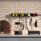 Tira de alimentación larga de metal resistente de 6 tomas, protector de sobretensiones de 2700J con disyuntor de 15 A, cable de extensión de 6 pies, montaje en pared para garaje, taller y uso