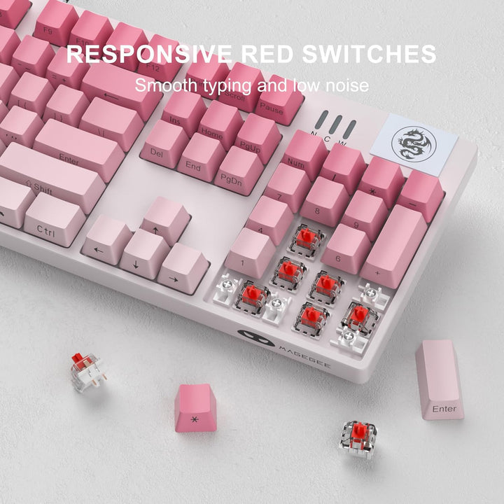 MageGee MK-Storm - Teclado mecánico para juegos, 104 teclas con cab...