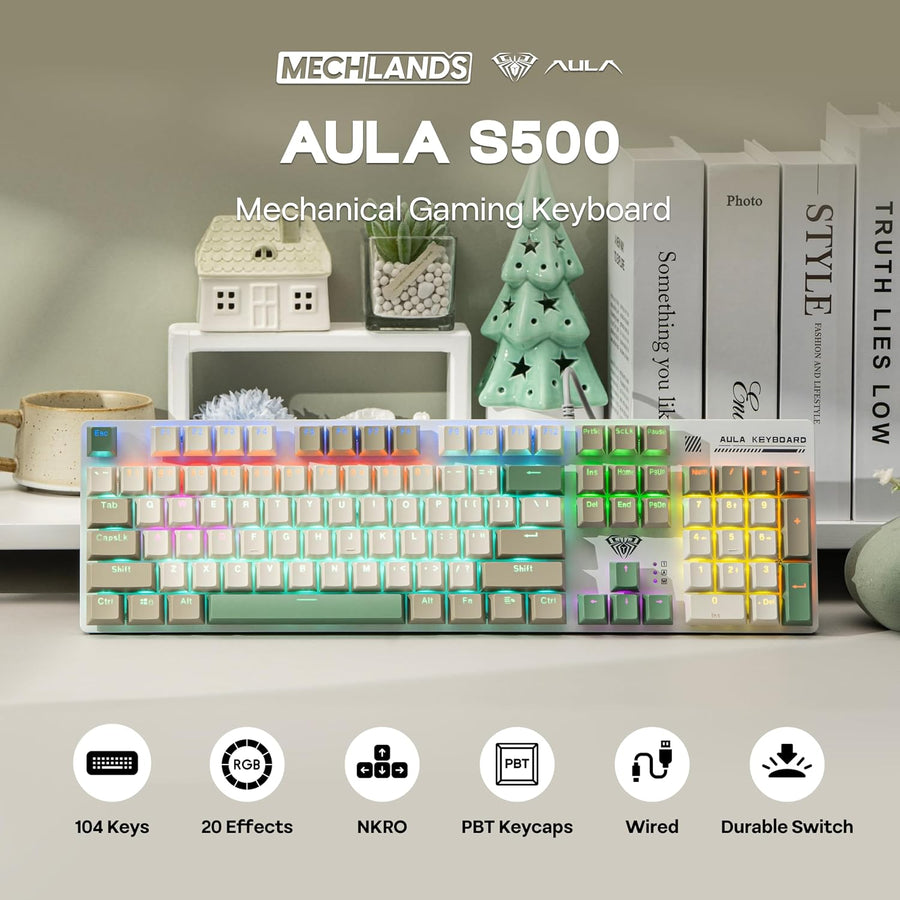 MechLands Aula S500 Teclado para juegos con cable, teclado mecánico...