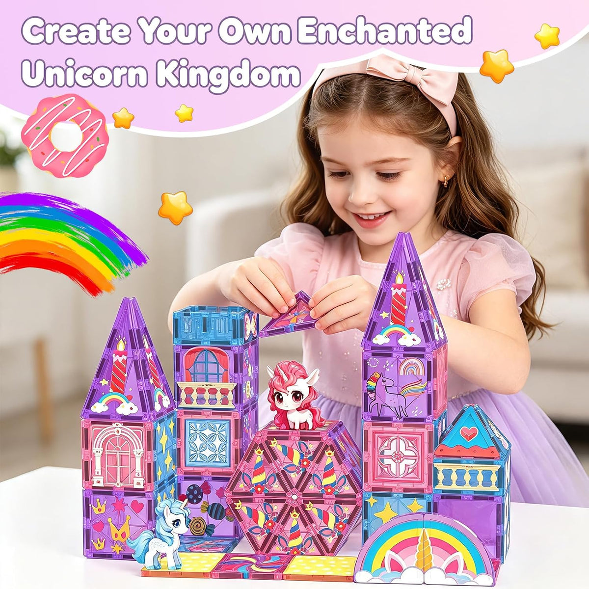 Unicorn Toys - Bloques de construcción magnéticos para niñas